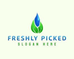 Water Droplet Leaf logo design