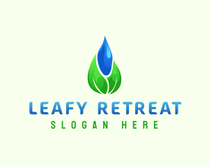 Water Droplet Leaf logo design