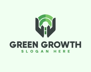 Semi-Circle Green Hands Support logo design