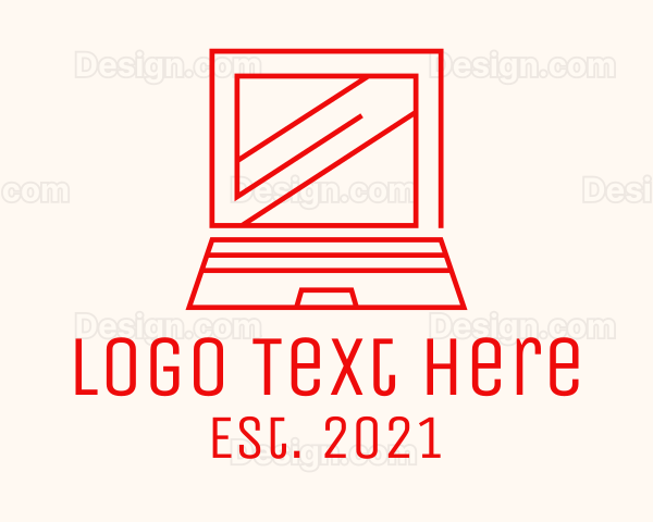 Red Laptop Outline Logo