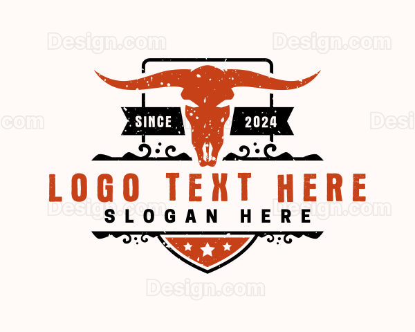 Bull Skull Western Logo