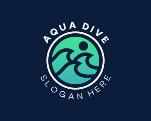 Surfing Ocean Wave logo design