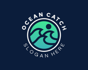 Surfing Ocean Wave logo design