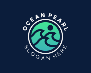 Surfing Ocean Wave logo design