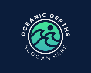 Surfing Ocean Wave logo design