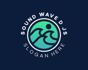 Surfing Ocean Wave logo design