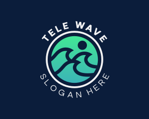 Surfing Ocean Wave logo design