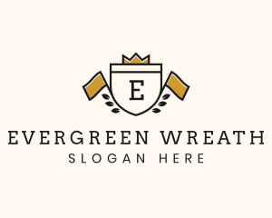 Shield Flag Wreath  logo design