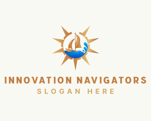 Compass Boat Navigation Explore logo design