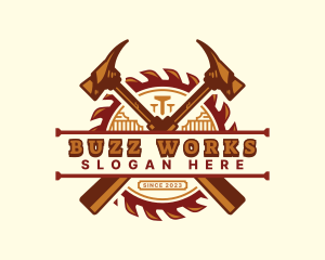 Saw Hammer Woodwork  logo design