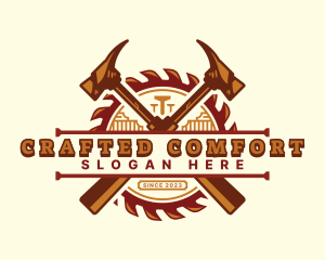 Saw Hammer Woodwork  logo design