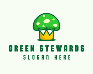 Green Mushroom Crown logo design