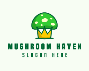 Green Mushroom Crown logo design