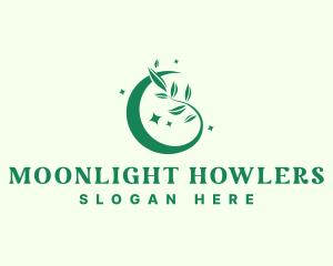 Natural Plant Crescent Moon logo design