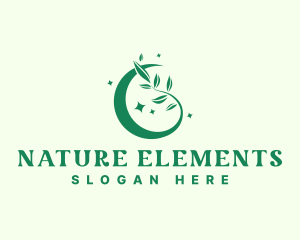 Natural Plant Crescent Moon logo design