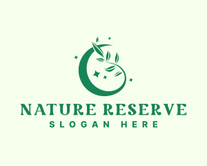 Natural Plant Crescent Moon logo design