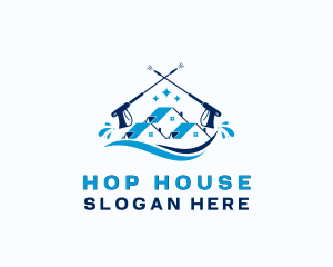 House Pressure Washer Cleaning logo design