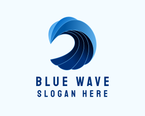 Blue Surfing Wave  logo design