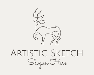 Reindeer Sketch Monoline logo design