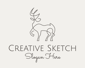 Reindeer Sketch Monoline logo design