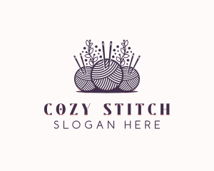 Yarn Ball Needle logo design