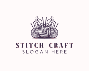 Yarn Ball Needle logo design