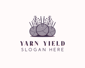 Yarn Ball Needle logo design