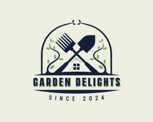 Gardening Shovel Pitchfork logo design