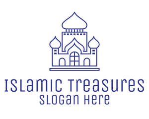 Blue Monoline Islamic Mosque logo