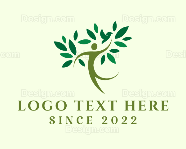 Wellness Human Tree Bird Logo