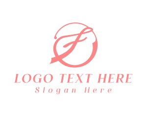 Pink Cursive F logo