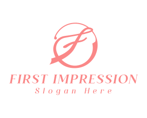 Pink Cursive F logo design