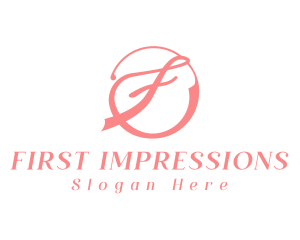 Pink Cursive F logo design