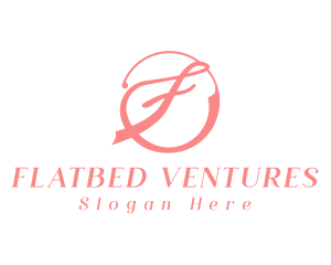 Pink Cursive F logo design