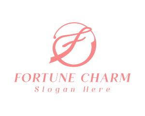 Pink Cursive F logo design