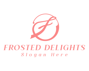 Pink Cursive F logo design