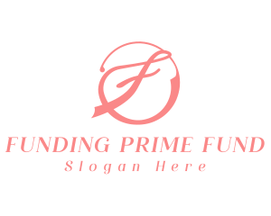 Pink Cursive F logo design