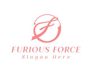 Pink Cursive F logo design