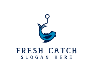 Blue Fish Hook logo design