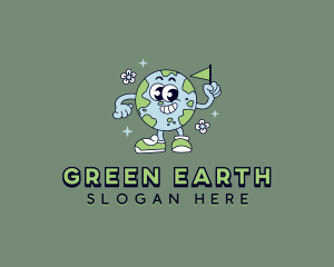 Cartoon Environmental Globe logo design