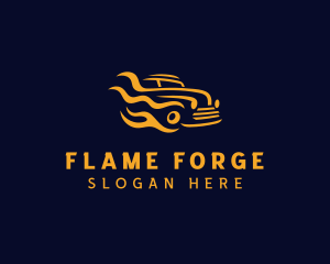 Flaming Car Automobile logo design