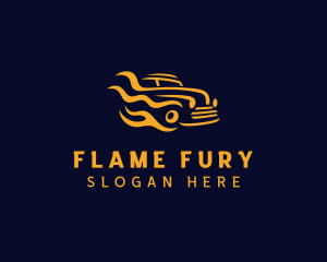 Flaming Car Automobile logo design