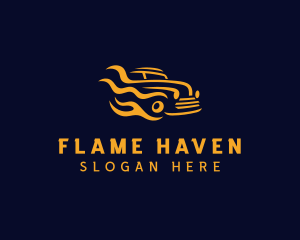 Flaming Car Automobile logo design