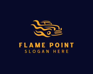 Flaming Car Automobile logo design