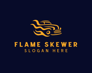 Flaming Car Automobile logo design