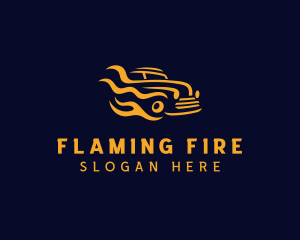 Flaming Car Automobile logo design