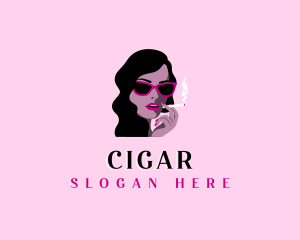 Woman Sunglasses Cigarette logo design