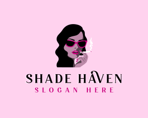 Woman Sunglasses Cigarette logo design