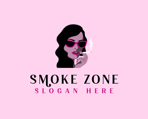 Woman Sunglasses Cigarette logo design