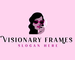 Woman Sunglasses Cigarette logo design